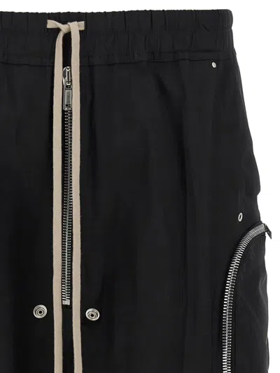 Rick Owens Bermuda Shorts With Elastic Waistband And Zipper Accents In Black