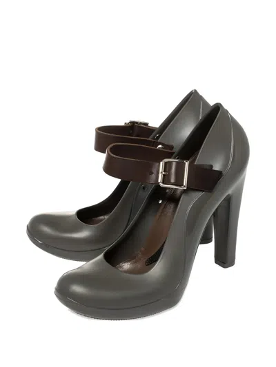 Pre-owned Marni 125mm Jelly Leather Pumps In Gray