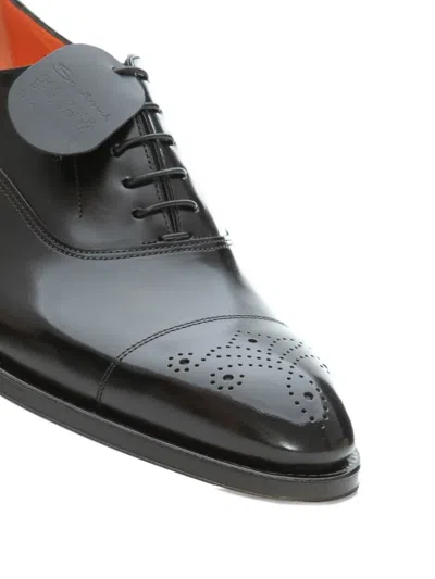 Santoni Perforated Cap-toe Oxford Shoes