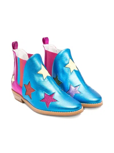 Stella Mccartney Star-embellished Ankle Boots In Blue