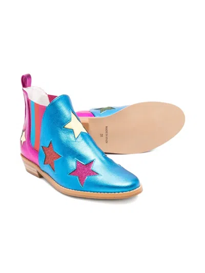 Stella Mccartney Star-embellished Ankle Boots In Blue
