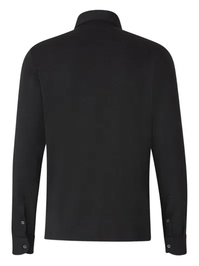 Gran Sasso Long-sleeve Button Polo Shirt In Black