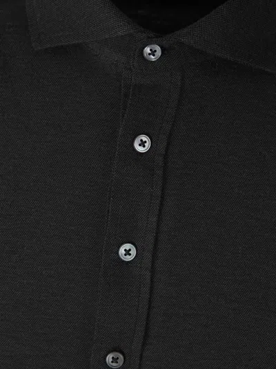 Gran Sasso Long-sleeve Button Polo Shirt In Black