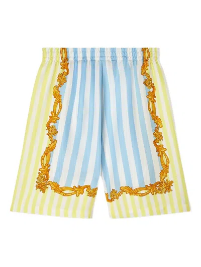 Versace Baroque-print Striped Shorts In Multi