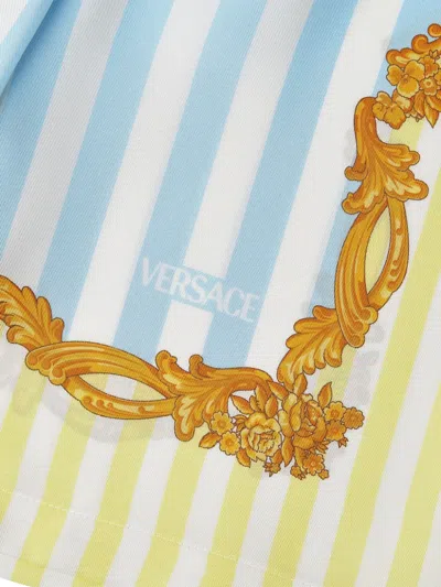 Versace Baroque-print Striped Shorts In Multi