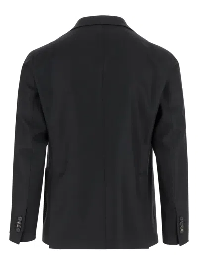 Tagliatore Single-breasted Stretch Wool Jacket With Welt Pockets And Reverse Spear Collar In Black