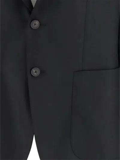 Tagliatore Single-breasted Stretch Wool Jacket With Welt Pockets And Reverse Spear Collar In Black