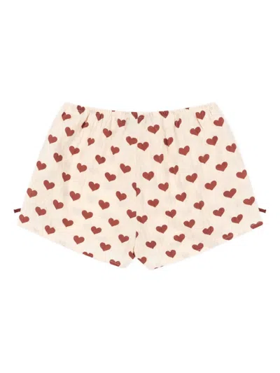 Konges Sløjd Heart-print Tie-detail Shorts In Brown