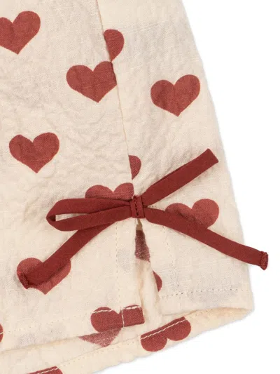 Konges Sløjd Heart-print Tie-detail Shorts In Brown