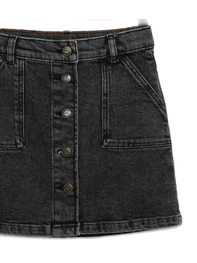 Bonpoint Button-front Denim Mini Skirt In Black
