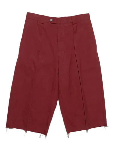 Enfants Riches Deprimes Pleated Frayed Shorts In Burgundy
