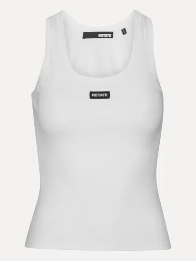 Rotate Birger Christensen Ribbed Scoop-neck Tank Top In White