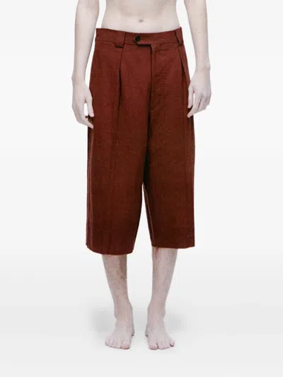 Enfants Riches Deprimes Pleated Frayed Shorts In Burgundy