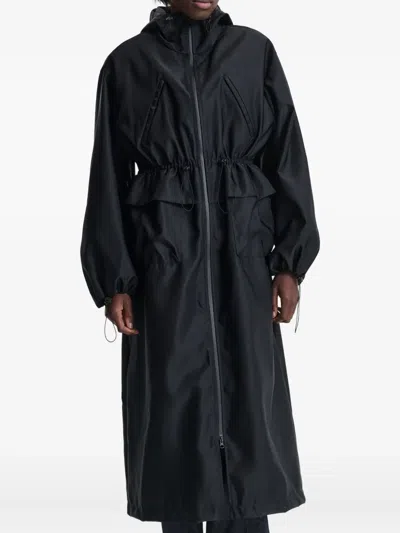 Cecilie Bahnsen Hooded Drawstring Parka Coat In Black