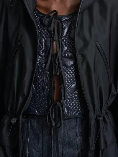 Cecilie Bahnsen Hooded Drawstring Parka Coat In Black