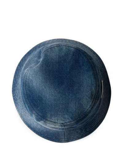 Prada Triangle-logo Denim Bucket Hat In Blue