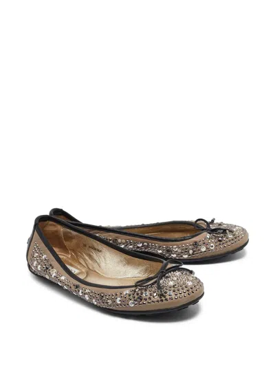 Pre-owned Jimmy Choo Crystal-embellished Ballet Flats