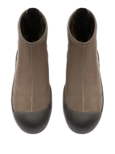 Bally Zip-detail Suede Boots In Brown