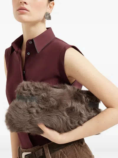 Brunello Cucinelli Wavy Shearling Clutch Bag