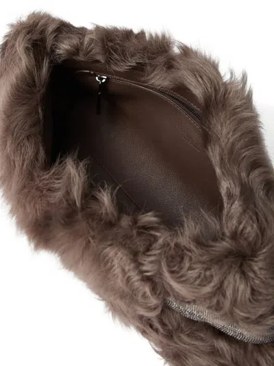 Brunello Cucinelli Wavy Shearling Clutch Bag