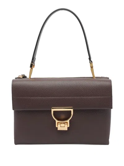 Coccinelle Double-compartment Top-handle Cross Body Bag In Brown