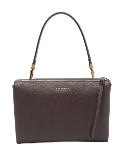 Coccinelle Double-compartment Top-handle Cross Body Bag In Brown