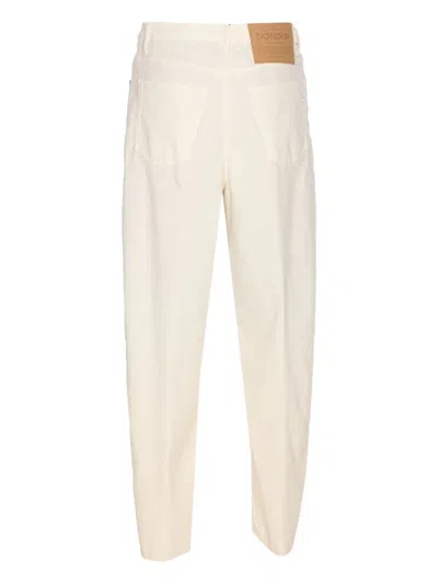 Dondup Loose Fit Velvet Effect Trousers With Pockets In Neutral