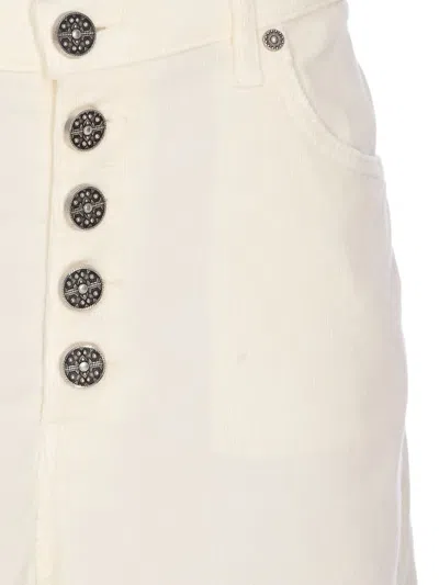Dondup Loose Fit Velvet Effect Trousers With Pockets In Neutral