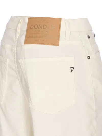 Dondup Loose Fit Velvet Effect Trousers With Pockets In Neutral