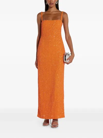No Pise La Grama Sequin-embellished Maxi Dress In Orange