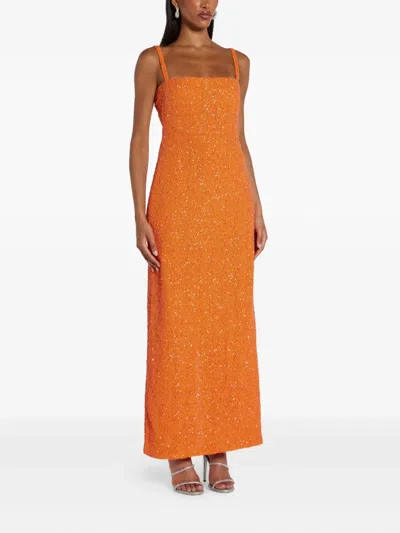 No Pise La Grama Sequin-embellished Maxi Dress In Orange