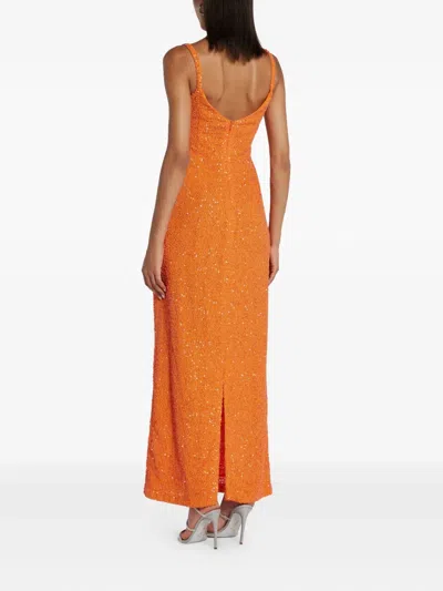 No Pise La Grama Sequin-embellished Maxi Dress In Orange