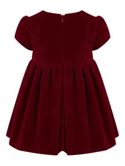 Lapin House Bow-embellished Velvet Dress In Burgundy