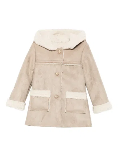Lapin House Floral-print Hooded Coat In Neutral