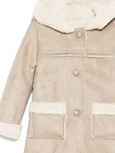 Lapin House Floral-print Hooded Coat In Neutral