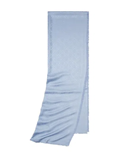 Tory Burch T Monogram-jacquard Scarf In Blue