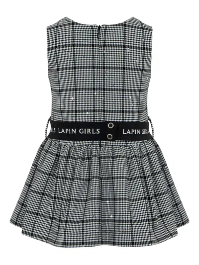 Lapin House Check-print Embellished Dress In Black