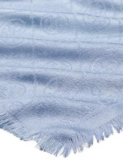 Tory Burch T Monogram-jacquard Scarf In Blue