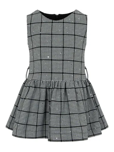 Lapin House Check-print Embellished Dress In Black