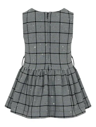 Lapin House Check-print Embellished Dress In Black