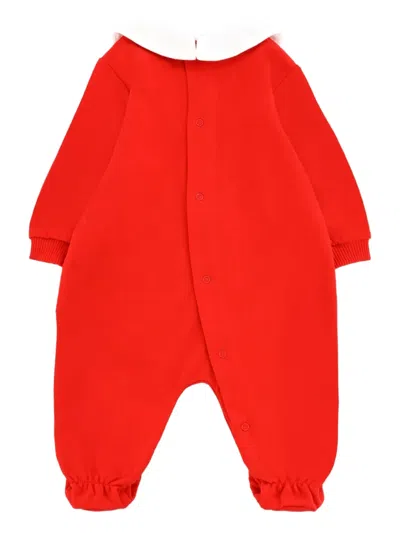 Moschino Teddy-print Peter Pan-collar Romper In Red