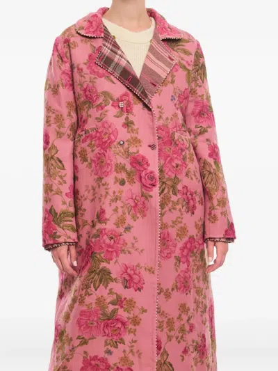 Péro Reversible Double-breasted Coat In Pink