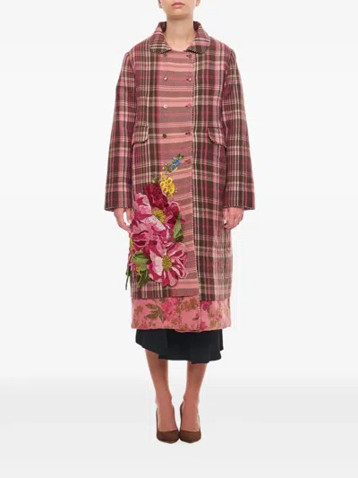 Péro Reversible Double-breasted Coat In Pink