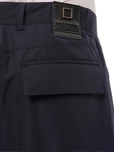 Wooyoungmi Pleated-front Cargo Trousers In Blue
