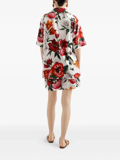 Dolce & Gabbana Flower-print Charmeuse Shirt In Multi