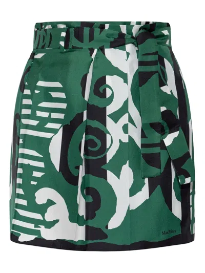 Max Mara Graphic-print High-waisted Skirt In Green