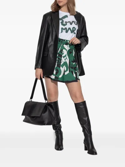 Max Mara Graphic-print High-waisted Skirt In Green