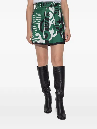 Max Mara Graphic-print High-waisted Skirt In Green