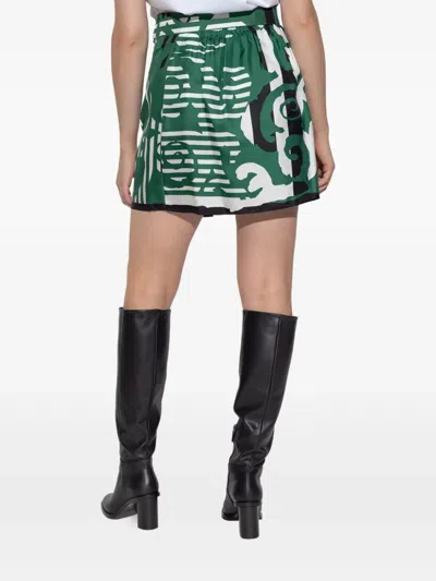 Max Mara Graphic-print High-waisted Skirt In Green