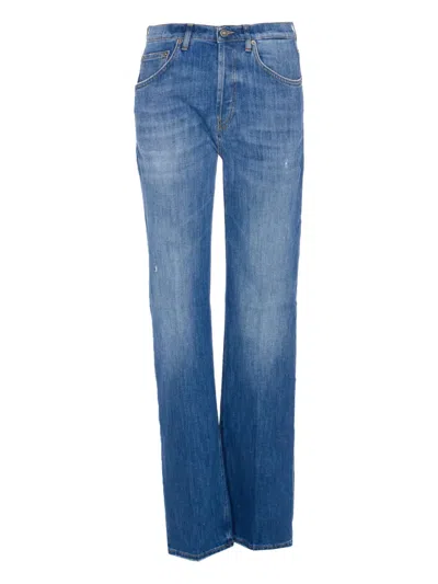 Dondup Loose Fit Five-pocket Trousers With Faded Effect In Blue